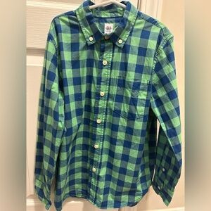 🎉BUNDLE 10 for $50🎉 GAP Kids Vibrant Green and Blue Plaid Button-Down Shirt